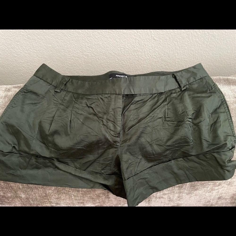 Dark green, silky Arden B summer shorts. Size 8.